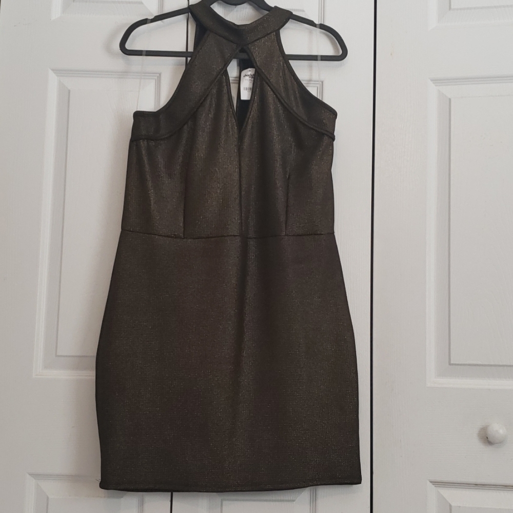 Gold high collar dress